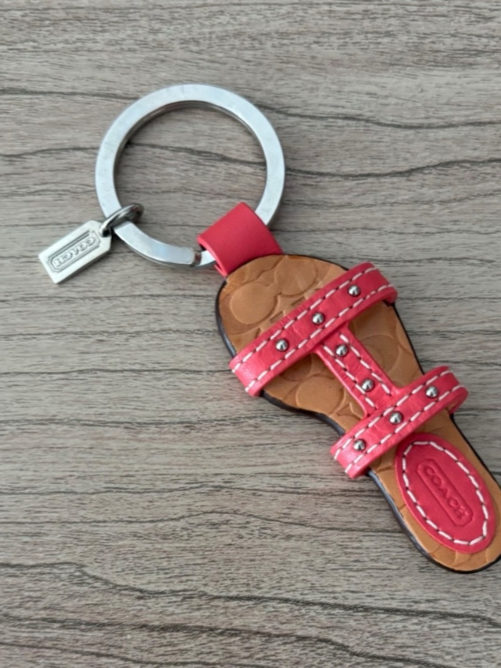 Coach Double Strap Pink Sandal Bag Charm Keychain